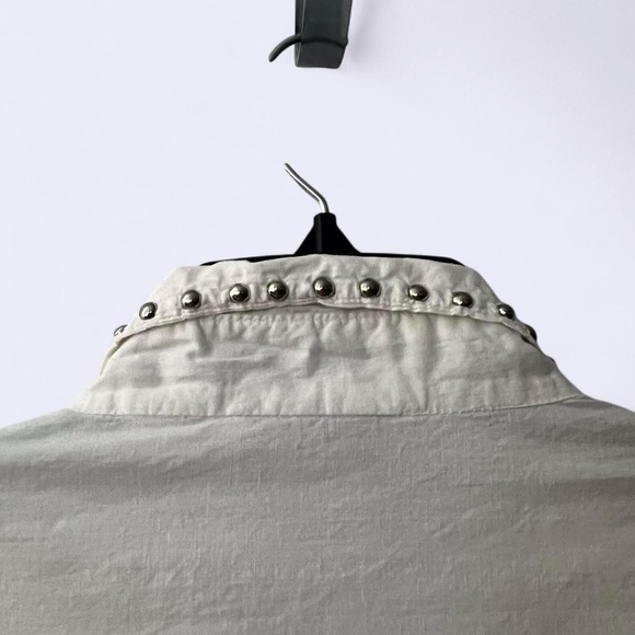 White Button Down Shirt with Fringe and Studs - Picture 4 of 7